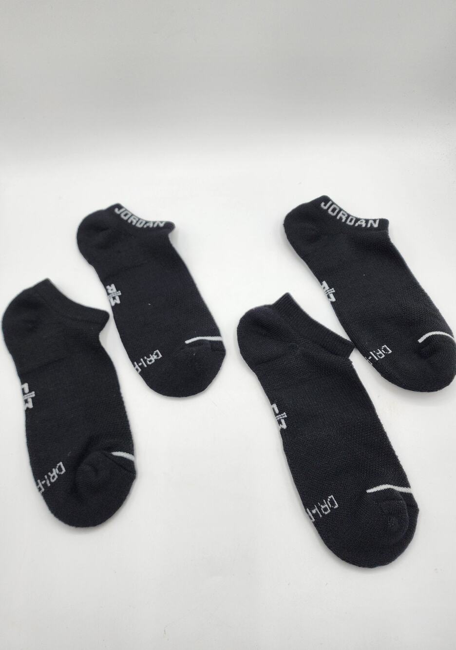 JORDAN No- Show MENS SOCKS 2 PAIR Medium / Large 6-8, Black Unworn New #O-11